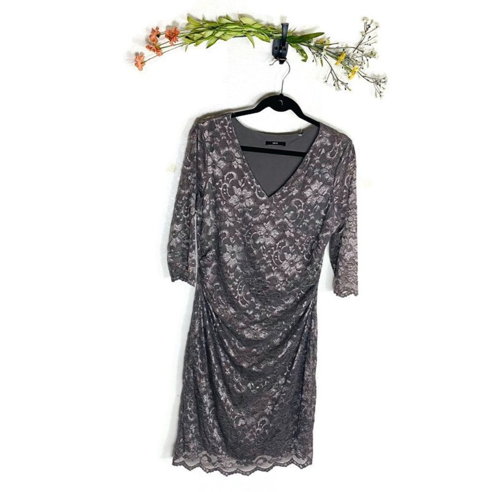 Zero | Floral Knit Dress Gray Women’s Size 42 Excellent Used Condition EUC